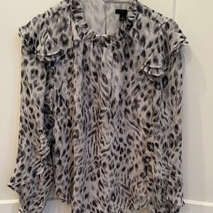 Ann Taylor Black and Gray Leopard Print Blouse